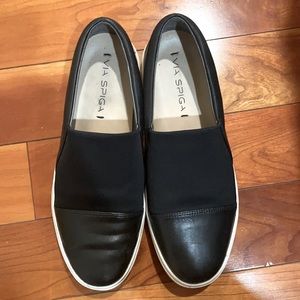 Via spiga black slip on shoes